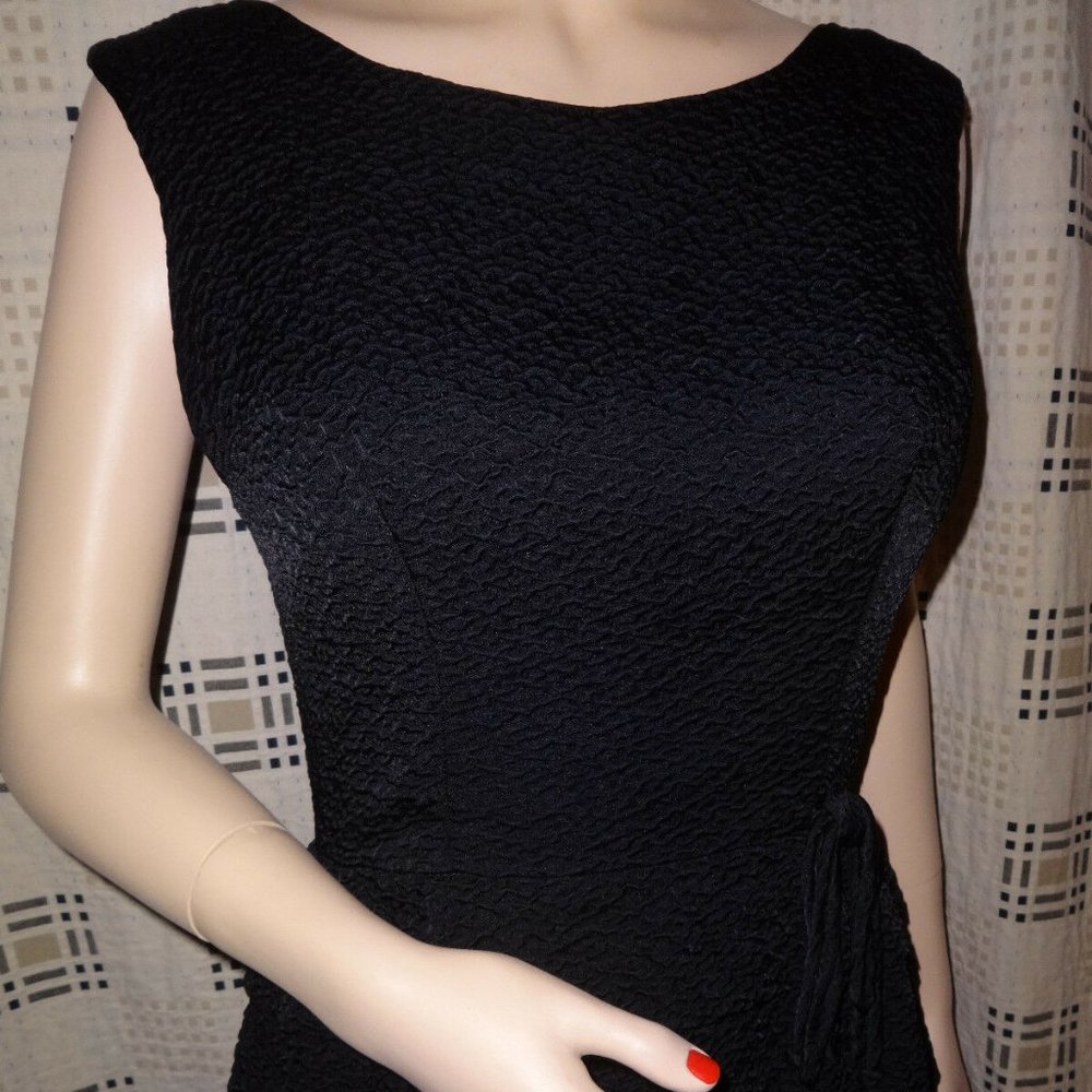 Vntg 50s 60s Sexy Black Layer Skirt Wiggle Dress